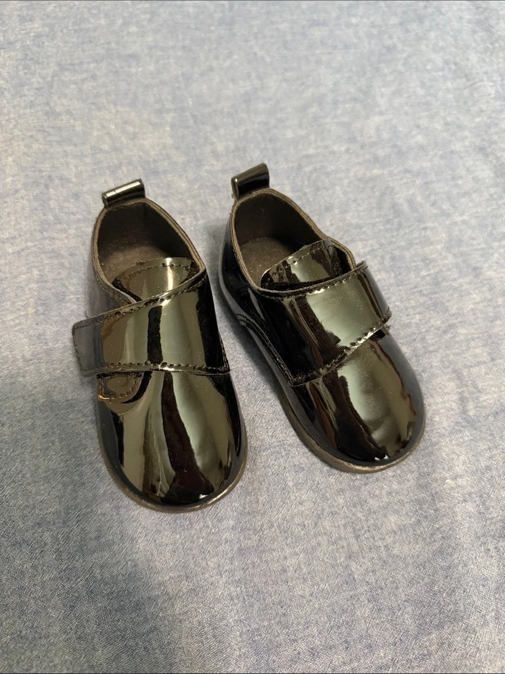 Kids Black Patent Velcro Mary Jane “Tuxedo” Shoes